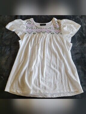 Lane Bryant Embroidered White Shirt